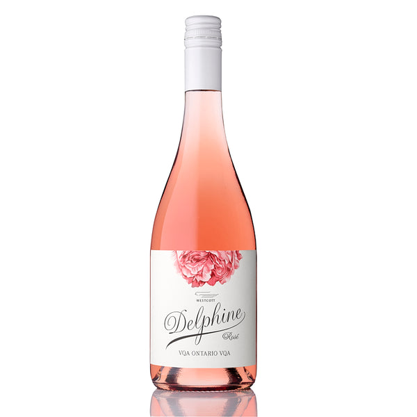 A bottle of Delphine Rose wine.