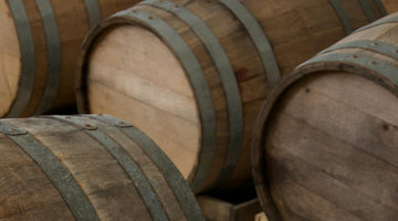 Wine barrels in a cellar. 