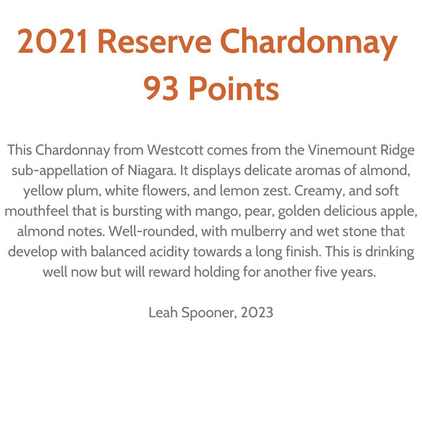 Westcott Vineyards 2021 Reserve Chardonnay